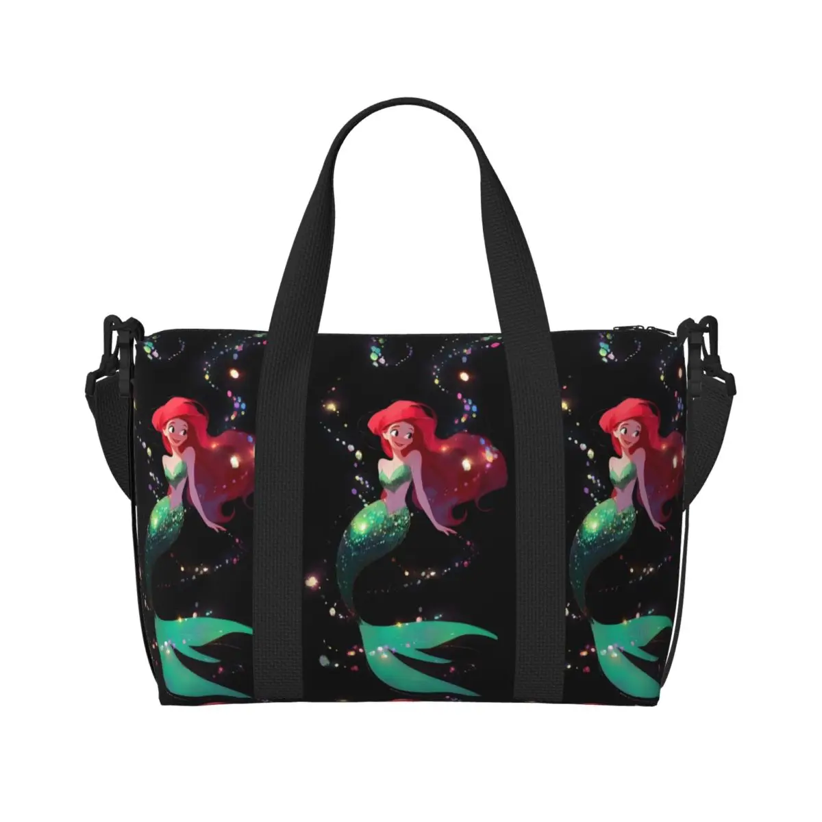 

Custom The Little Mermaid Tote Bag for Women Big Capacity Classical Anime Gym Beach Travel Bags