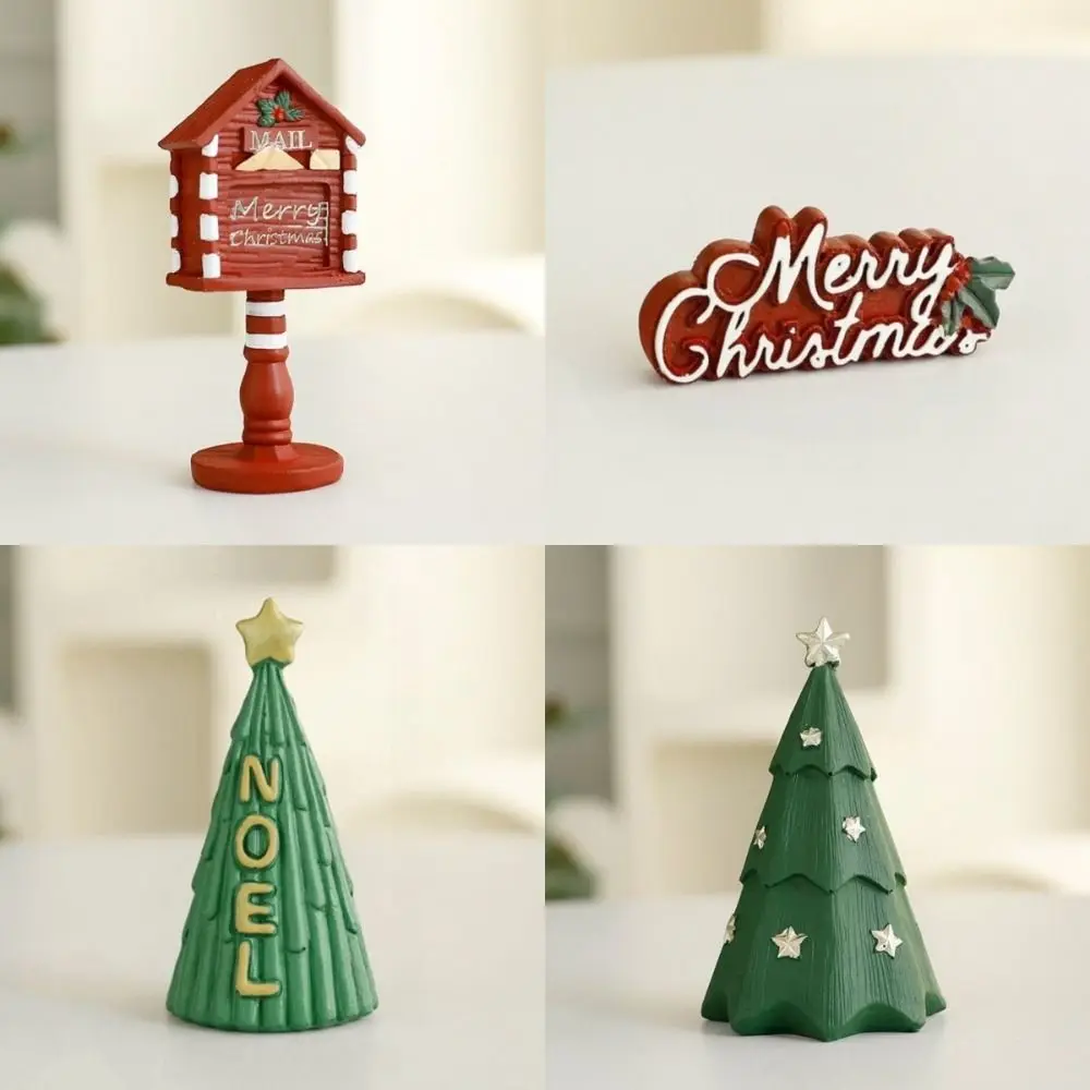 

Resin Christmas Tree Decoration Set Mailbox Statue Handicrafts Desktop Ornaments Cartoon Cute Mini Christmas Tree Office