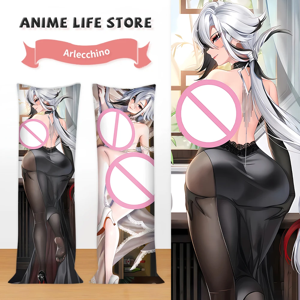 Customize Dakimakura Arlecchino Double-Sided Print 2Way Cute Hugging Body Pillow Case  Game Anime Character Pillowcase