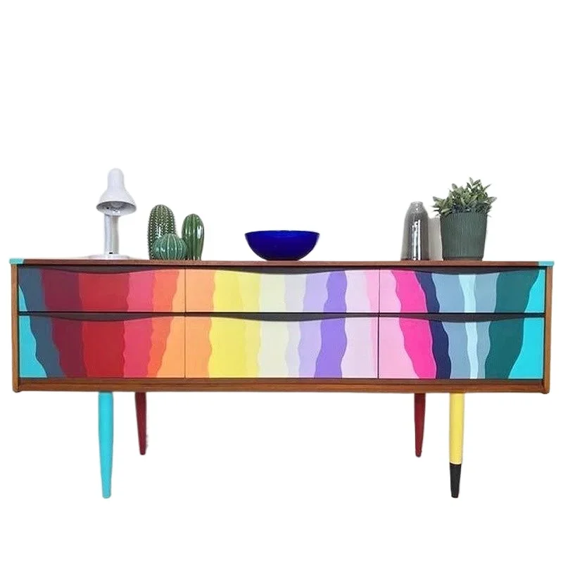 

Dopamine solid wood foyer, porch cabinet, rainbow color art living room, home TV cabinet, locker, creative side cabinet