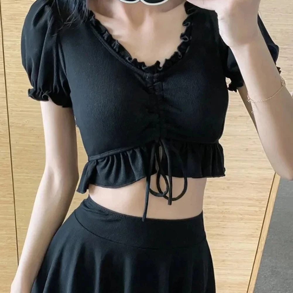 Quick Dry Beachwear Black Skirted Swimsuit Beach Trips Beach And Swimming Use Environmentally Friendly Swimwear