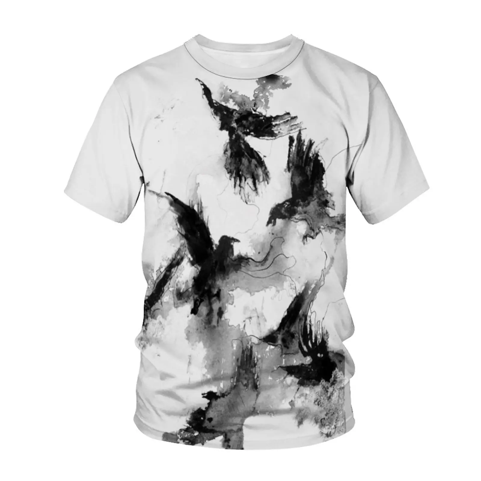 Crow Printed 3D T-shirt Animal Raven Bird  Harajuku Streetwear Oversized Tops Men Women Summer Fashion Casual Short Sleeve