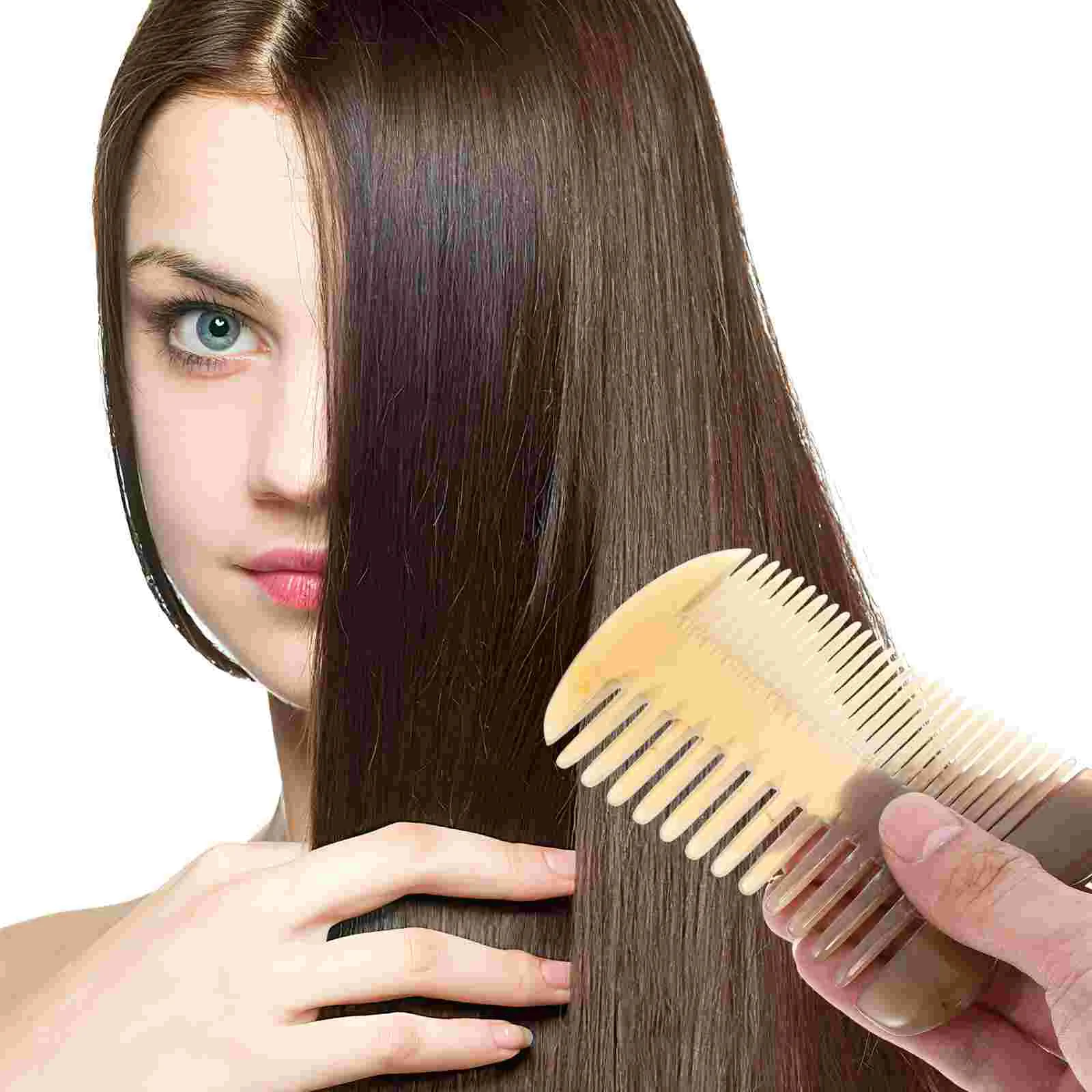 

Massage Comb Hair Care OX Horn Mens Brush Massager Double-sided Wide Tooth