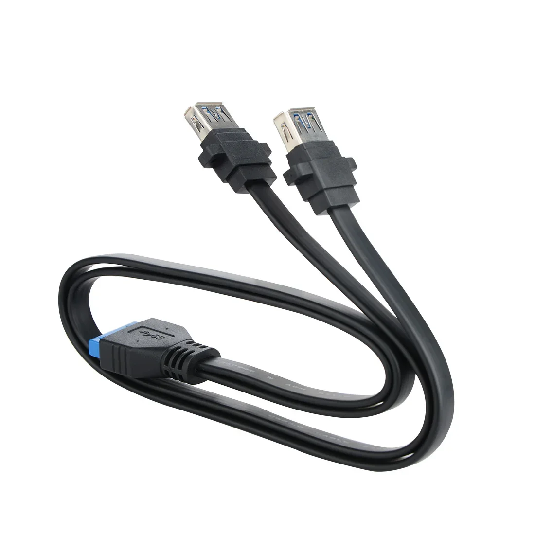Dual Ports USB 3.0 Female Screw Panel Mount To Motherboard 20 Pin Header Flat Cable Cord