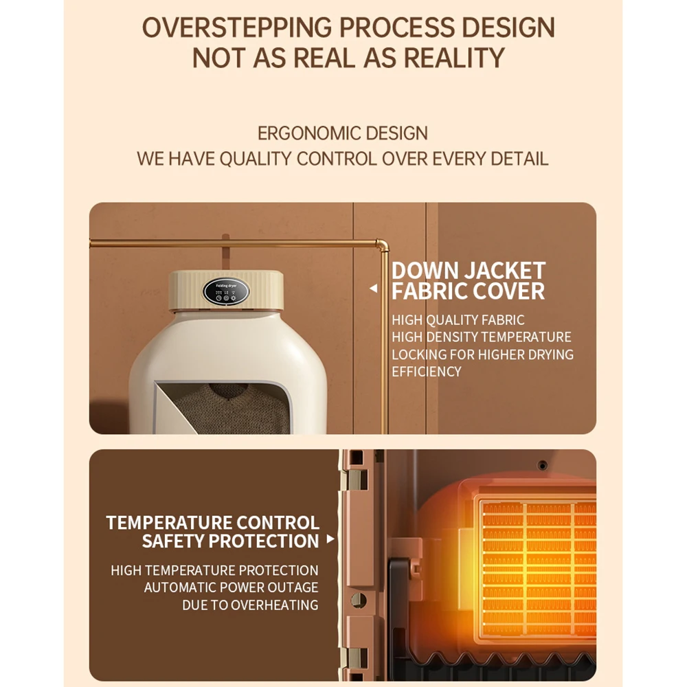 مجفف ملابس كهربائي محمول قابل للطي ، رف تجفيف ذكي ، مجفف تعليق ، آلة ، سفر ، هواء دافئ ، توقيت ، بليو