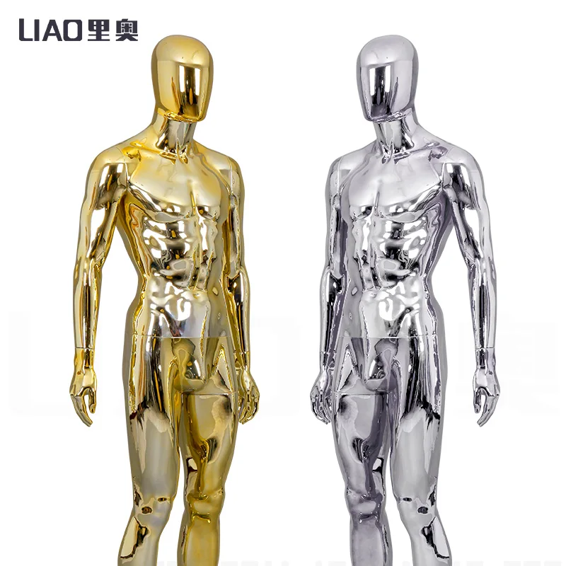 Chrome Gold Male Full body Clothes Mannequin Men Dummy With base 2024 New Fashion Cloths Boutique Display