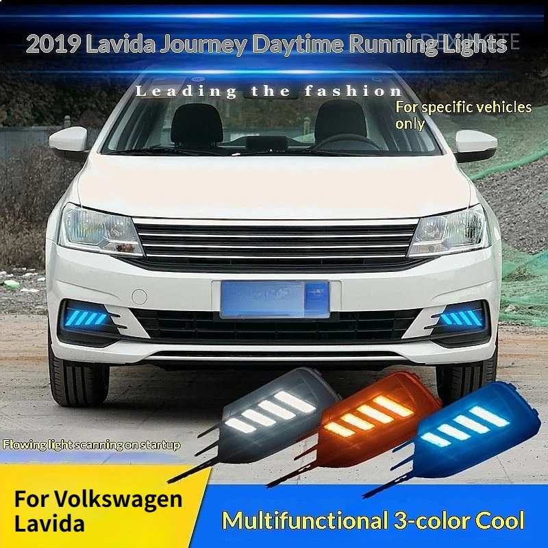 For Volkswagen VW Lavida 2019  Upgraded LED Daytime Running Light Front Fog Lamp with Turn Signal Accessories