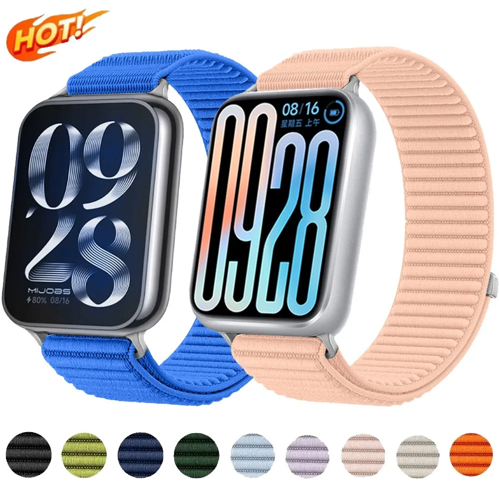 Esportes náilon trançado loop cinta para xiaomi mi banda 9 pro 8 pro cabeça de metal respirável pulseira correa redmi relógio 6 5 4 correa