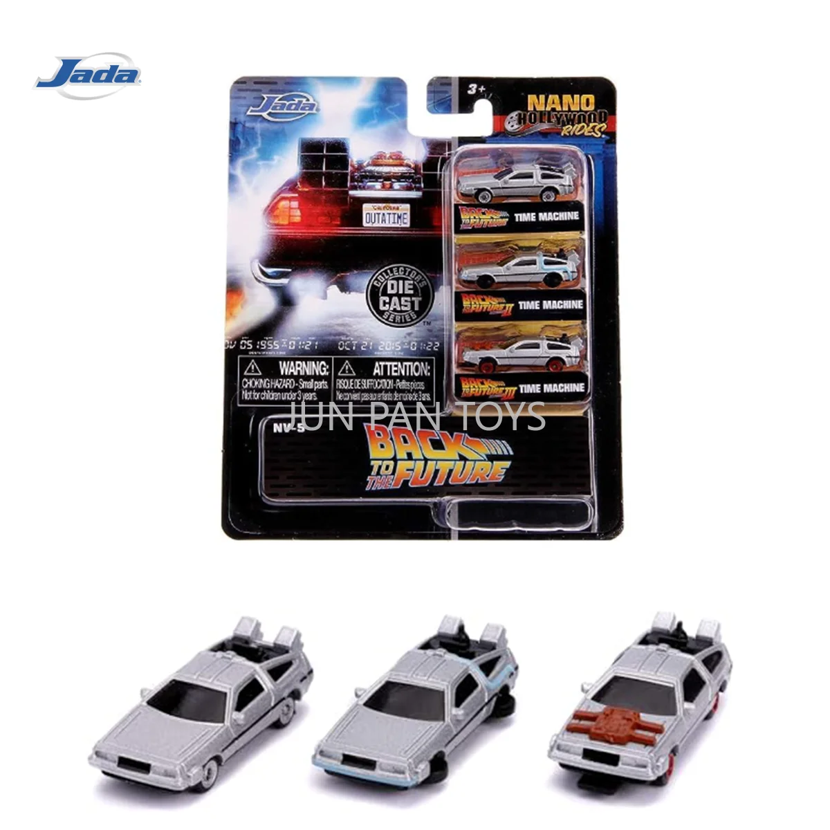 Jada Nano Original, Réplica del Coche de la Película Regreso al Futuro, Delorean, Máquina del Tiempo NV-5, Modelo Coleccionable, Regalo para Niños, Juguetes para Niños