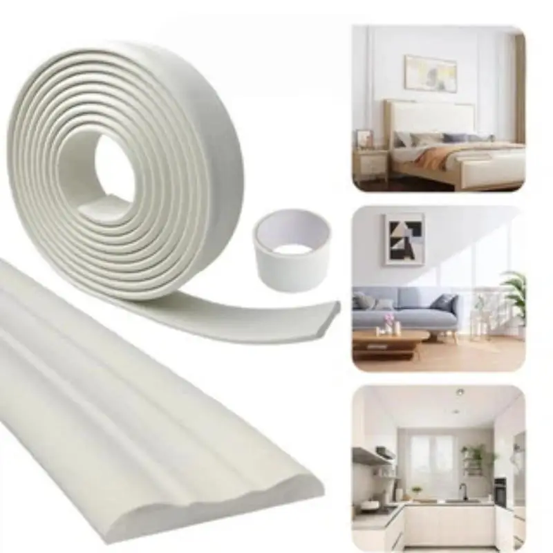 5M Soft Wall Trim Lines Self-Adhesive Anti-tipping Baseboard Decor Strip Edge Anticollision Molding Line 3D Wall Sticker