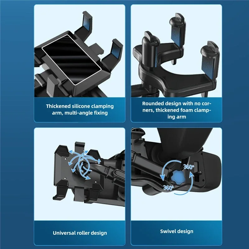 Support de Téléphone pour Rétroviseur de Voiture, Rotatif, Réglable à 360 °, Télescopique, GPS