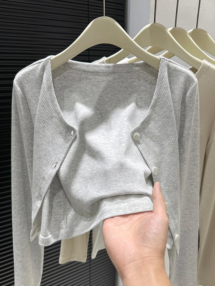 

Корейский вязаный кардиган-накидка на плечи для женщин, осенне-зимняя верхняя одежда на пуговицах, солнцезащитное пальто в полоску, устойчивое к износу