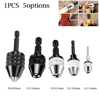 Drill Chuck Keyless Screwdriver Impact Driver Adaptor Electric Motor Power Tool Clamp Chuck Fixture 6.35mm Hex Shank Drill Bits
