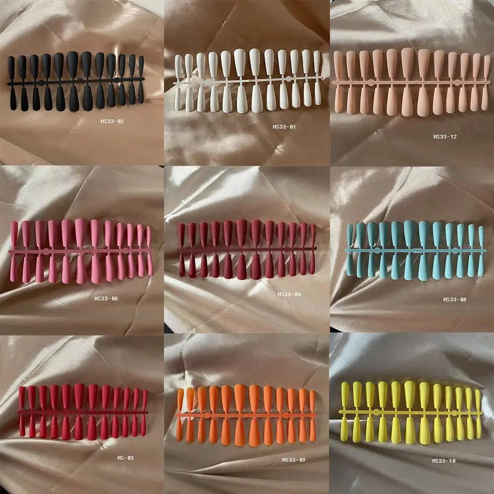 Manicure Long Ballerina False Nails French Matte Fake Nials Detachable Pure Color Nail Tips Women
