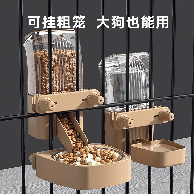 Dual-purpose Hanging Water and Feeder with Simple Thick-Thin Cage Design, for Small Dogs, Automatic Feeding