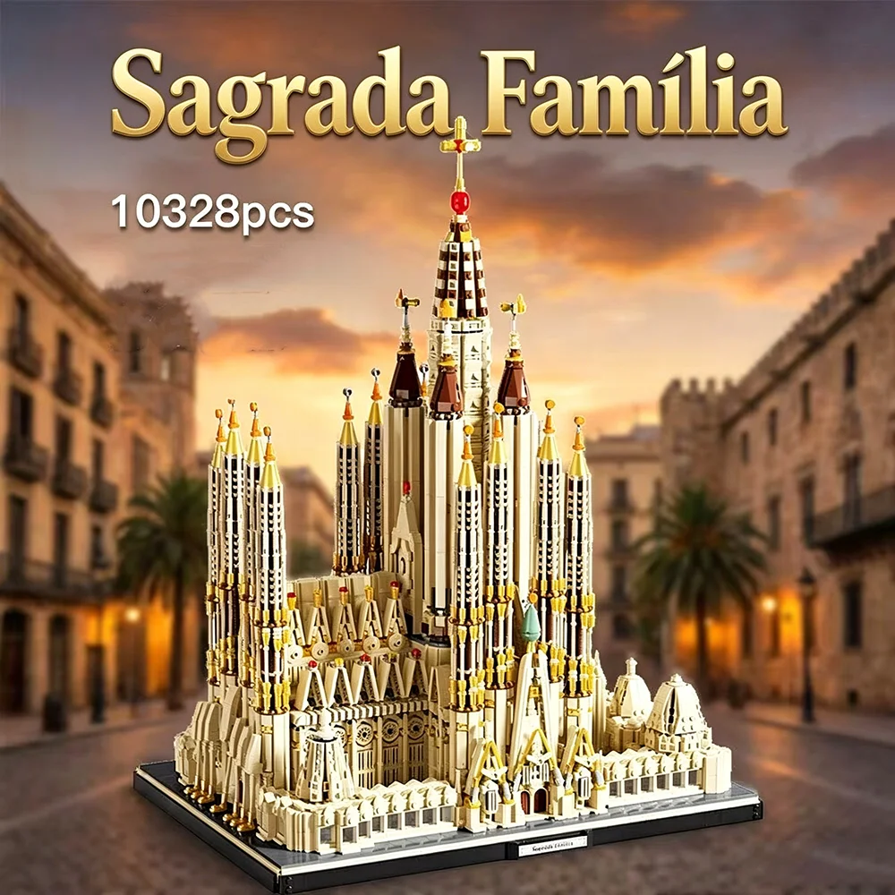 Mymocs City House 21065 Barcelona Sagrada Família Catholicism Church Creative Landmark Architecture Building Blocks Toys Gift