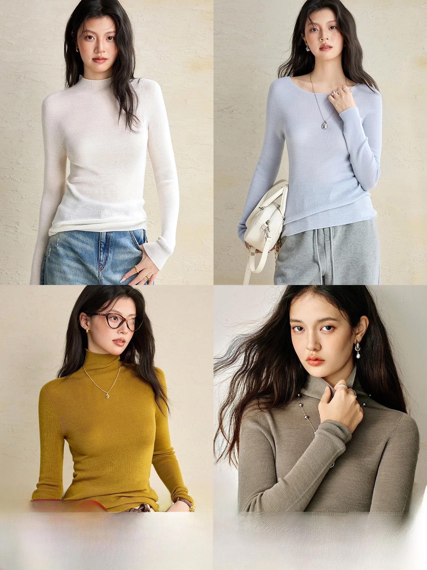 

Вязаная шерстяная базовая кофта с длинным рукавом, машинная стирка, повседневная, женская, модная, для ношения под одеждой, с одним открытым плечом