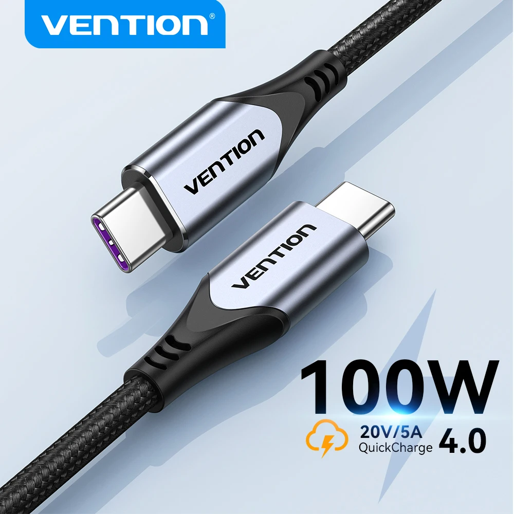 

Vention 100W C Cable Fast Charge Type-C Cable 5A PD 3.0 Charge USB C to Type C Cable Data Cable For iPhone Macbook iPad Xiaomi