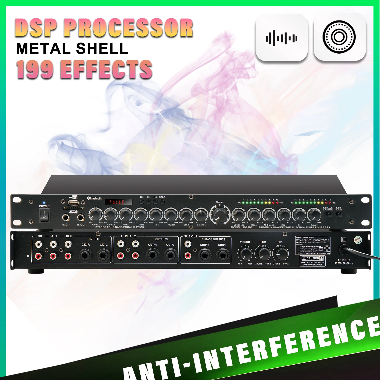 Professional Sound Peripheral Equipments Stereo  Professional digital reverberation multi effect DSP processor audio processor