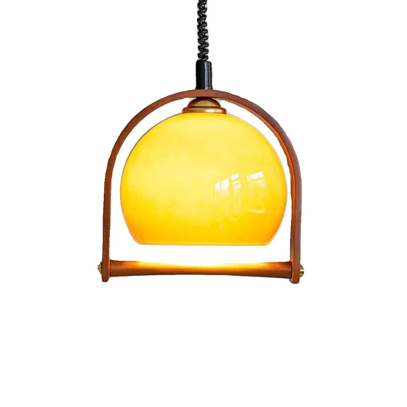 

Second-hand glass chandelier can be lifted and lowered restaurant bar lamp Japanese style solid wood surprise style retro island