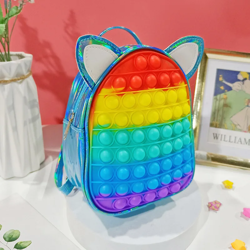 Colorful Pops Backpack for Children Girls Bubbles Bag Antistress Toys for Kids Student Simple Dimple Crossbody Bags School