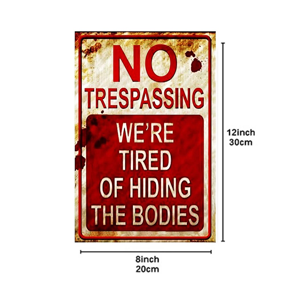 Halloween Decoration Warning Signs Outdoor Yard Creepy Blood Metal Beware Sign NO TRESPASSING Scary Theme Party Decor Supplies