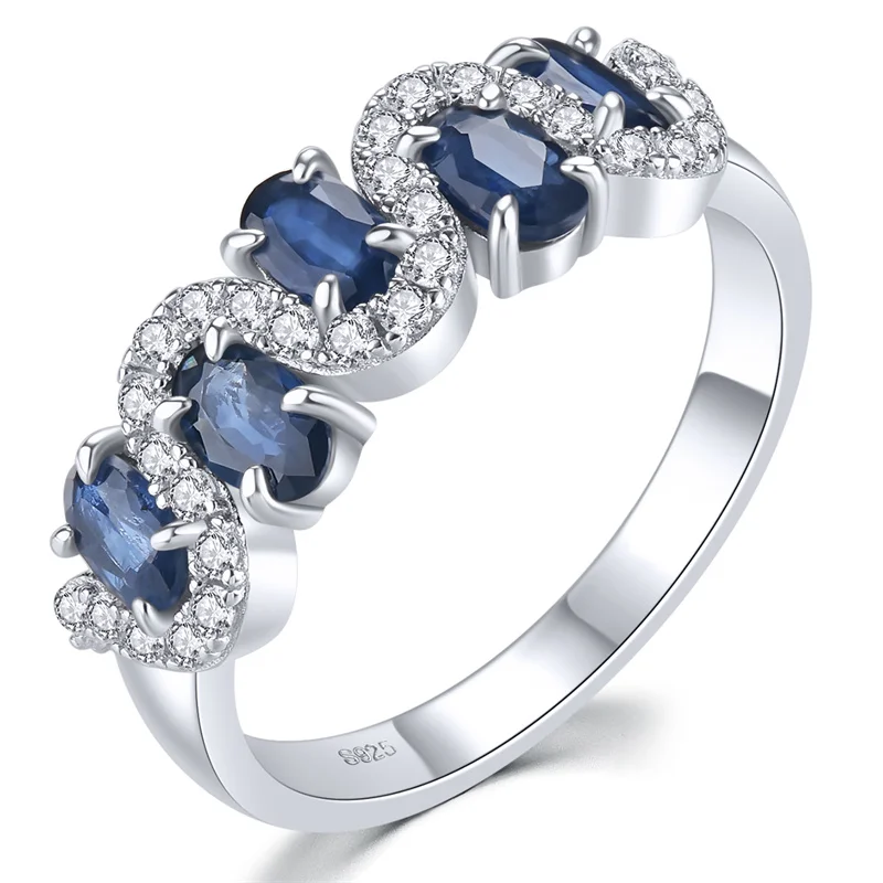 

Genuine 1.25 Carats Solid Sterling Silver 925 Ring Original Natural Blue Sapphire Ring 925 Sterling Silver Ring Women