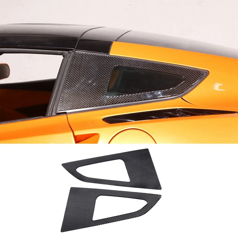 For Corvette C7 2014-2019 Soft Carbon Fiber Car Rear Side Window Louvers Cover Trim Sticker Component