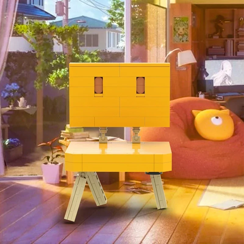 Japanese Anime Series Cat and Chair Building Blocks Cute Kitten Creative Stool Assembly Model Puzzle Kids Toy Boy Birthday Gift