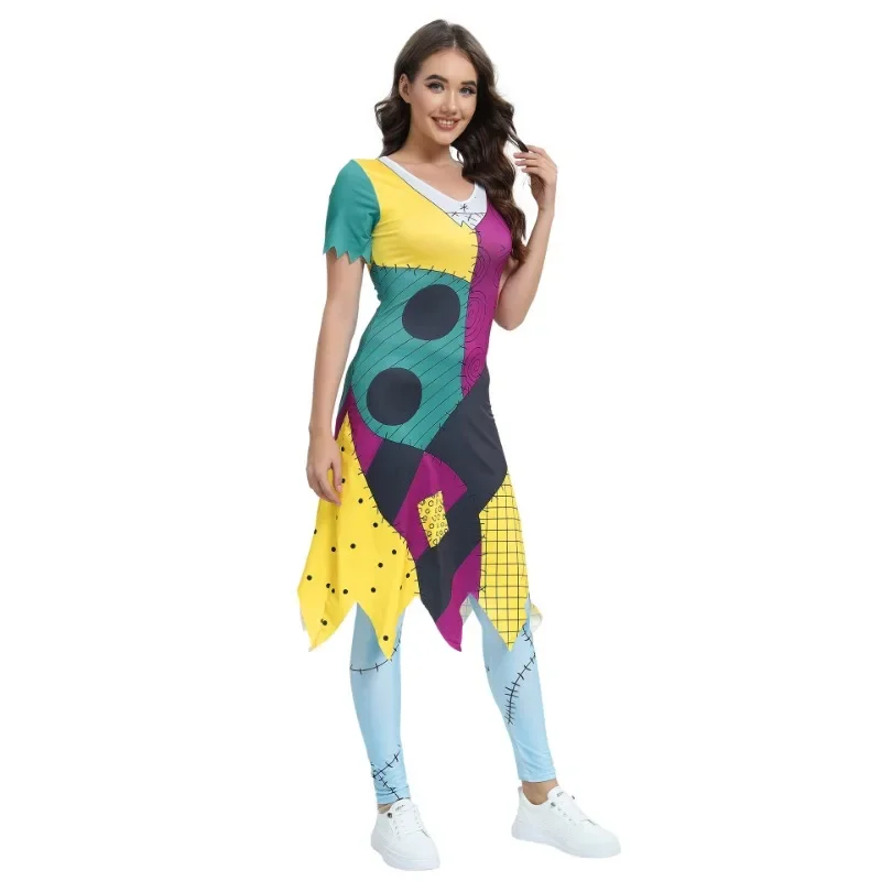 The Sally Christmas Cosplay Costume Women 3D Printed Nightmare Party Zenti Halloween Carnival Party Dresses Female Leggings