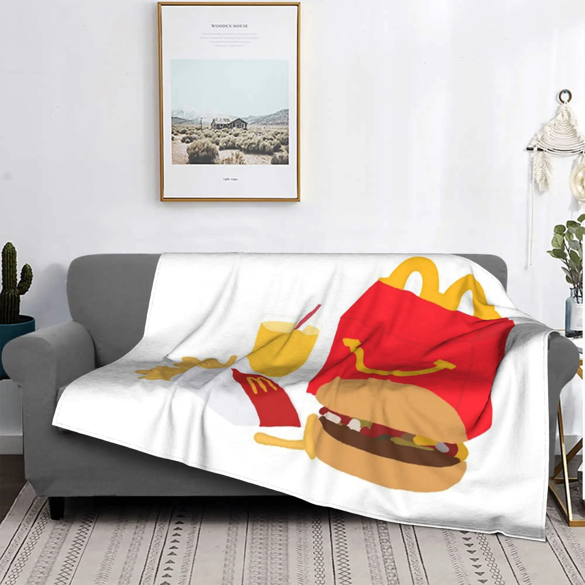 ماكدونالدز وجبة سعيدة بطانية سوبر لينة الفانيلا أريكة رمي بطانية للأريكة الفراش السفر يلقي المفرش لحاف #1