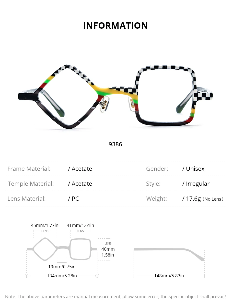 HEPIDEM Acetat-Brillen, Herren, Retro, rund, quadratisch, rhombisch, Brillengestell, Damen, Nerd, Vintage, japanische Brillen, 9386 – Detail 4