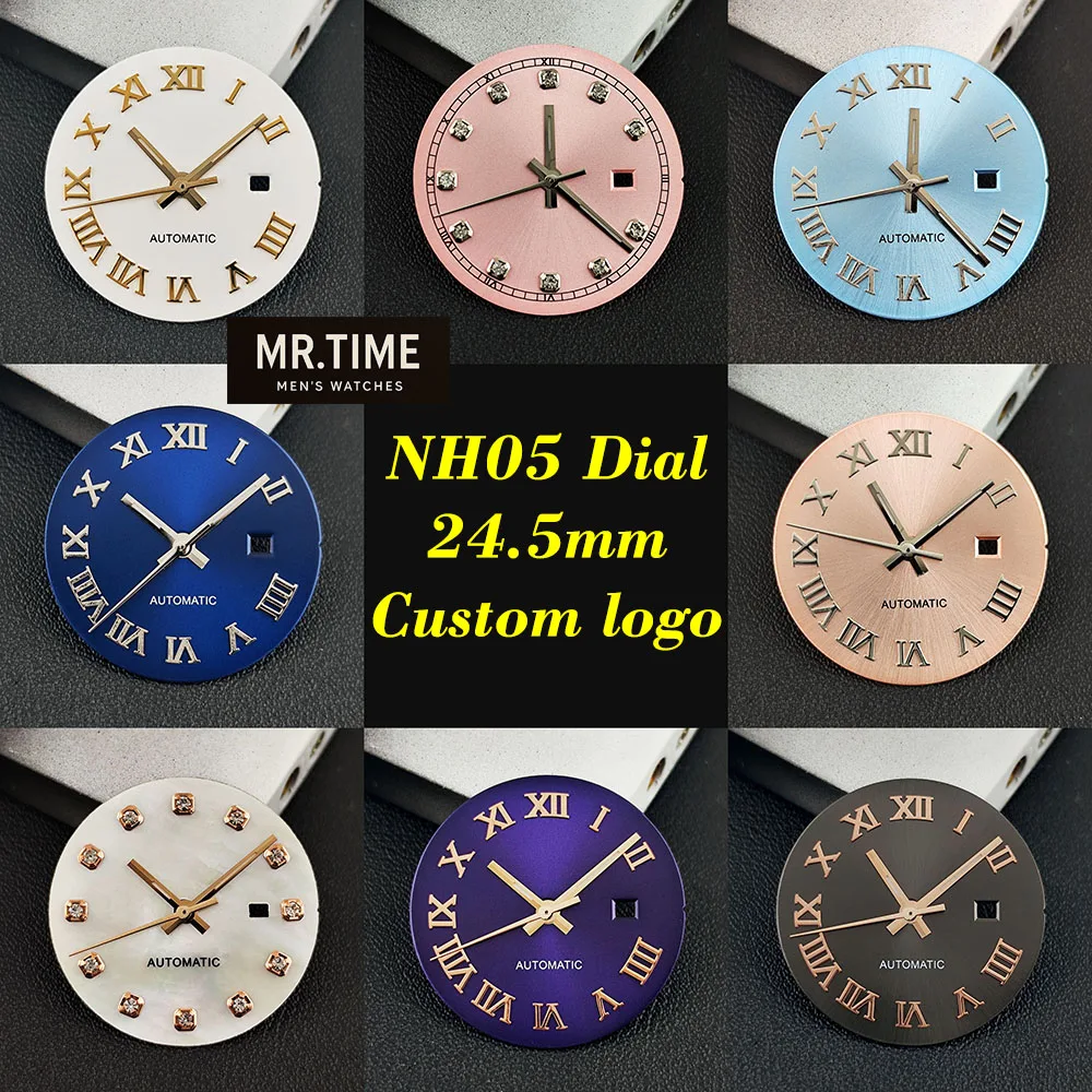 Hot NH05 dial ladies' automatic watch 24.5mm custom logo dial Roman numeral dial suitable for NH05 movement watch accessories