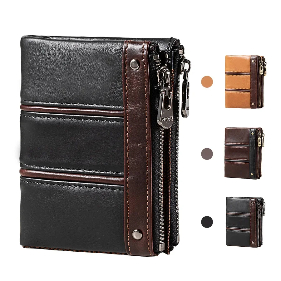 Retro Men's and Women's Large Capacity Multifunctional Anti Magnetic and Anti-theft Brush Leather Wallet