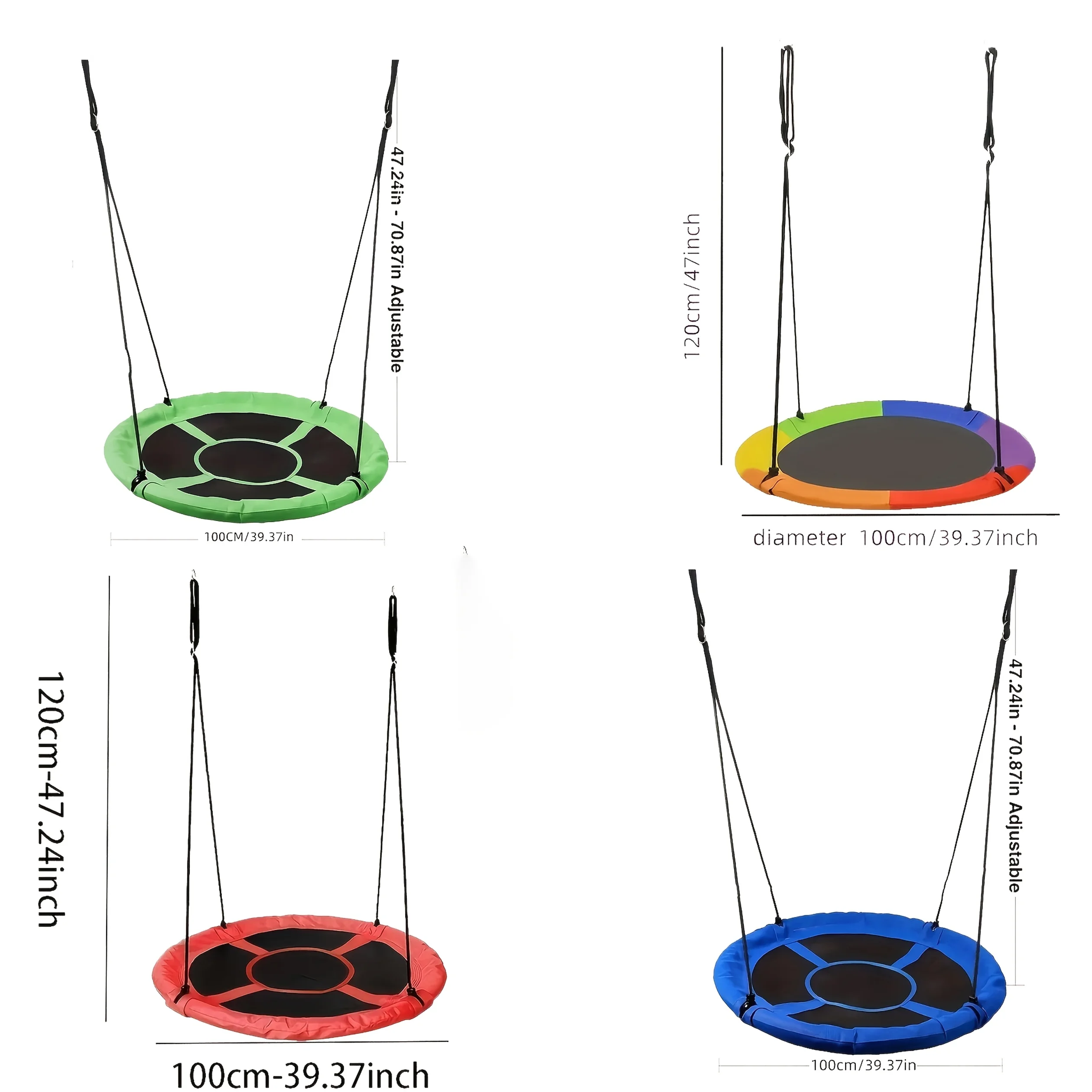 Colorful Round Saucer Tree Swing for Kids - Durable Outdoor Hanging Seat for Backyard, Park, and Indoor Play