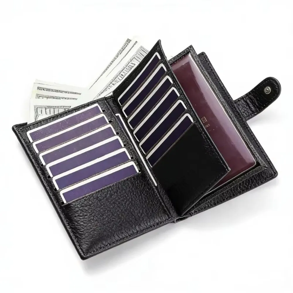 

Leather Passport Wallet Multi Card Holder Men Women Zipper Coin Pocket Large Capacity RFID Blocking Clutch Secure Organizer