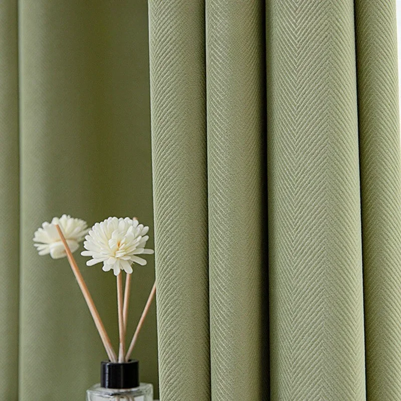 Pattern Velvet Curtains for Living Dining Room Bedroom Luxury Matcha Flannel Drapes Blackout Modern Shading Home Customize