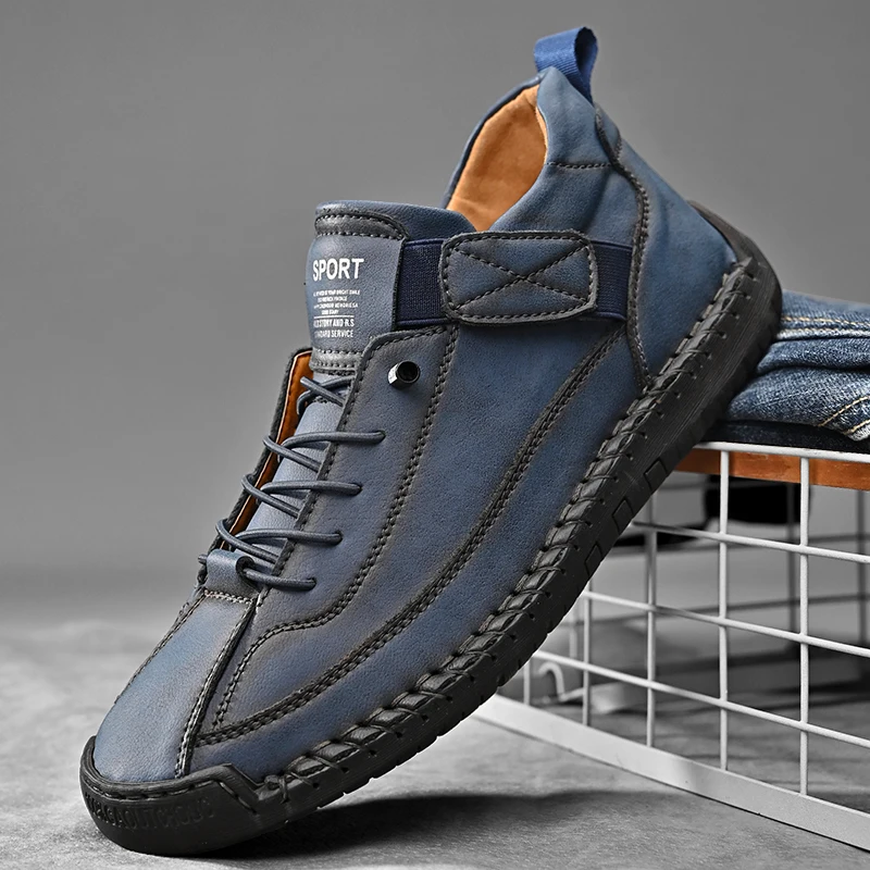 Handgemachte Leder Männer Schuhe Casual Slip On Loafers Atmungsaktive Leder Schuhe Männer Wohnungen Mode Mokassins Werkzeug Schuhe Plus Größe