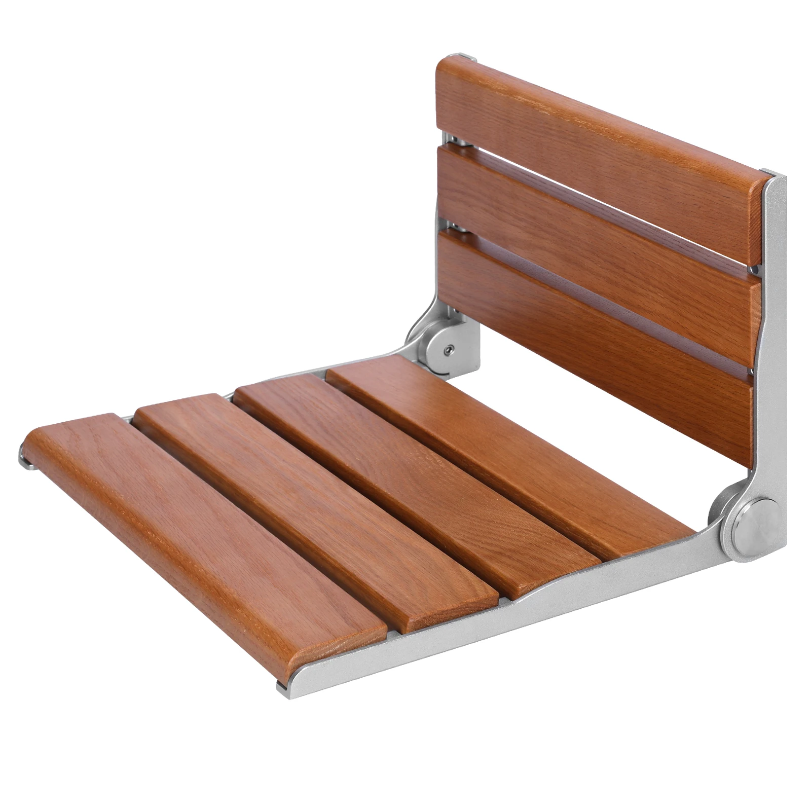 

17.7inch Wall-Mounted Folding Shower Seat with Back Wall-Mounted Fold Up Bathroom Stool Anti-Slip for Elderly Disabled Adults