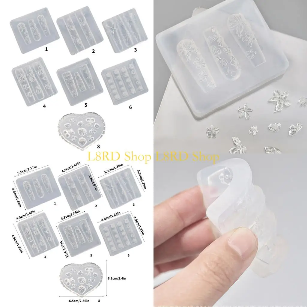 

L8RD Креативная силиконовая форма для дизайна ногтей с несколькими 3D-тиснеными узорами для маникюра с тиснением