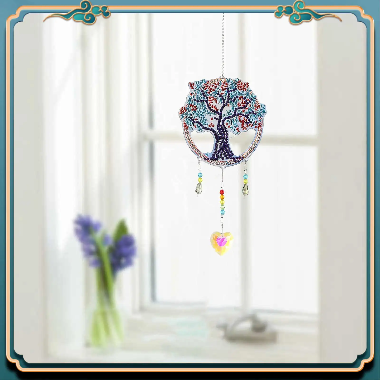 (جديد)-2 قطعة لوحة ماسية ذات شكل خاص لأشجار الحفر نافذة معلقة حلية كريستالية Suncatcher مجموعة أرقام رنين الرياح
