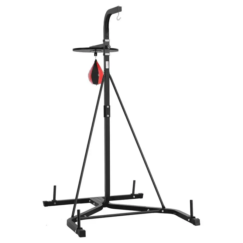 

Multi-Function Boxing Bracket 53x48x91-inch For Home Gym Indoor Workout Garage Strength Training Dual Station Height Adjustable Heavy Duty Steel Construction Freestanding 140lb Capacity Black Finish High Stability Design Physical Conditioning Support