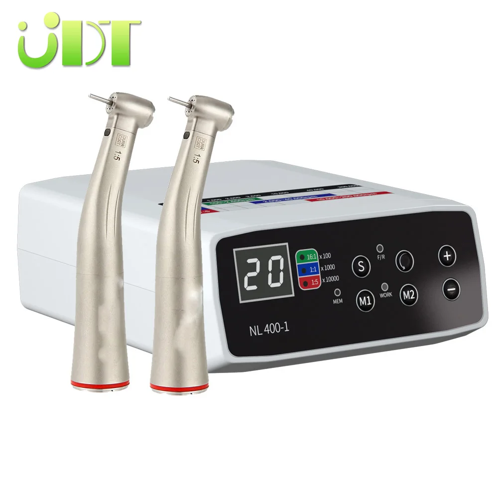 UDT Dental handpiece 1:5 increasing contra angle Hot Sale Top Quality Fiber Contra Angle with Electronic Motor LED