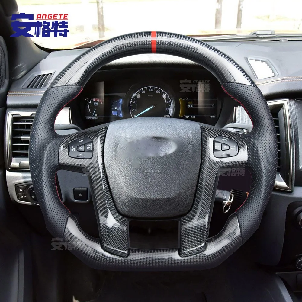 

Applicable to:Cross-border suitable for Ford Ranger Little Raptor carbon fiber car steering wheel assembly pickup conversion