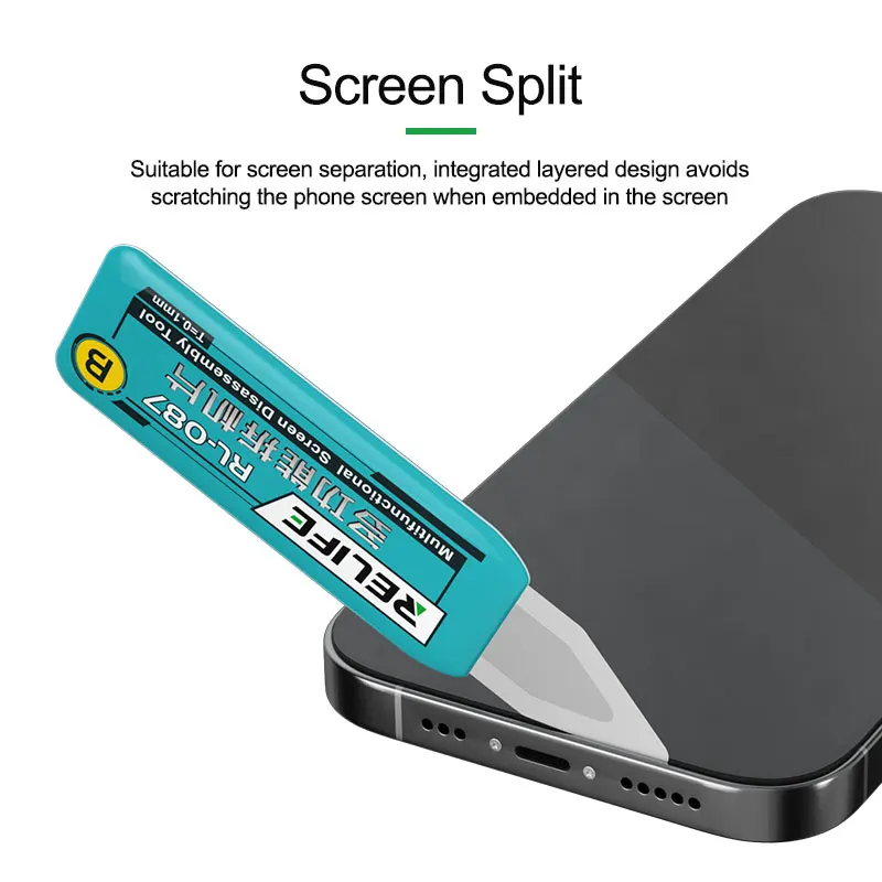 RELIFE RL-087 3 in 1 Multi-function Disassembly Blade For Phone Screen Middle Frame Back Cover Glass Separating Repair Tool Set