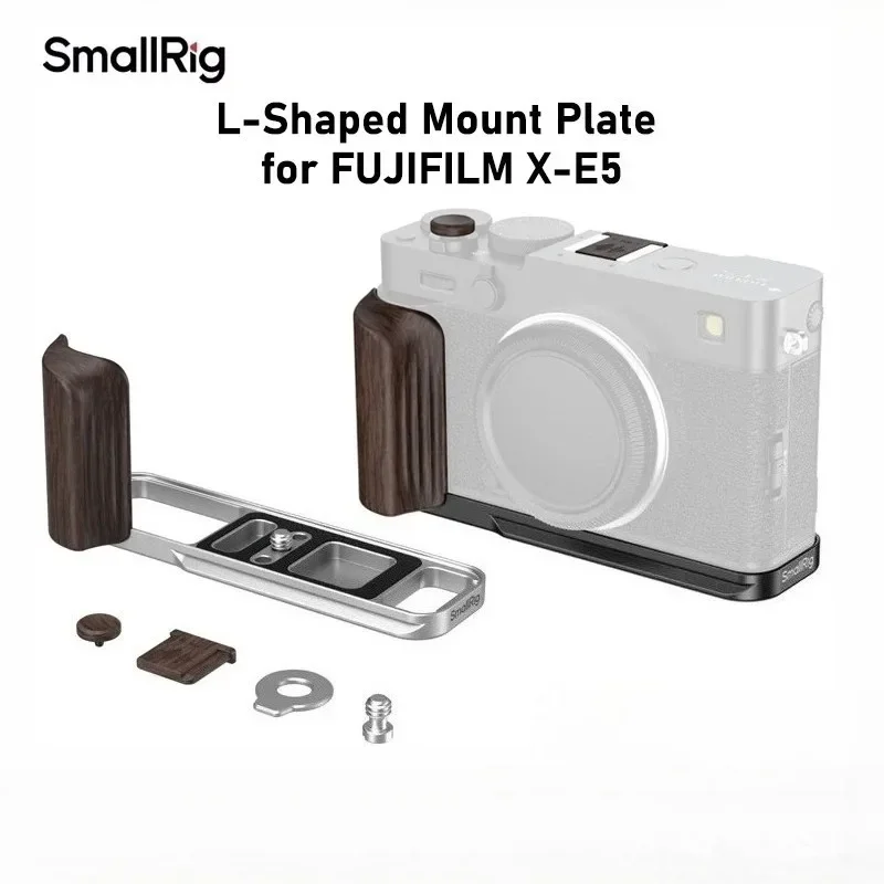 SmallRig L-Shaped Mount Plate for FUJIFILM X-E5 with Wooden Handle Shutter Button Cap Arca-Swiss Quick Release Plate 6236 6237