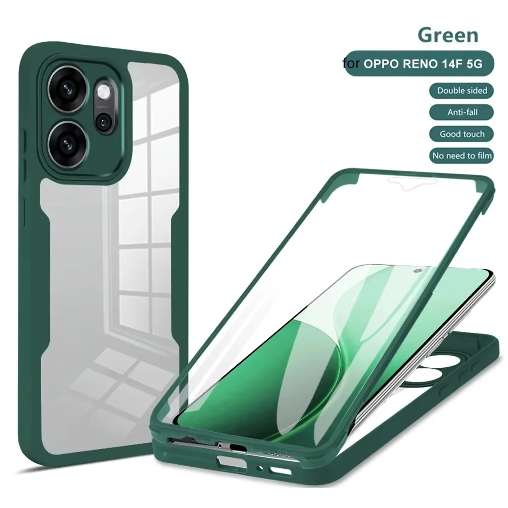 Anti-Drop Dual Layers 360° Case for OPPO Reno 14 14F 14Pro 13 13F 13Pro 5G Full Body Protective Cover with Screen Protector Film