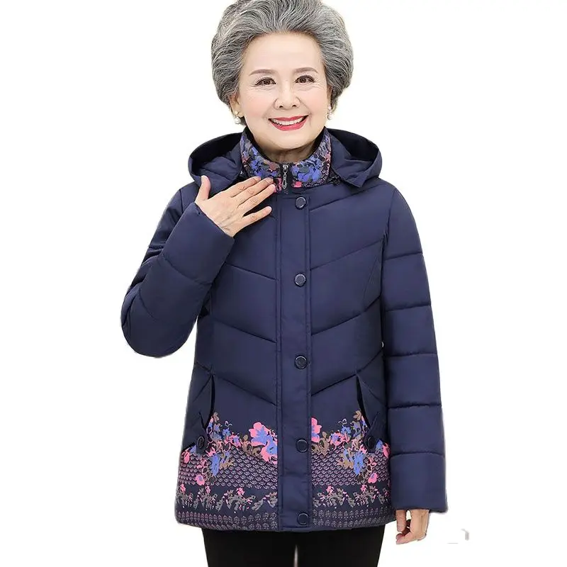 

Middle-aged And Elderly Down Thickened Mother's Cotton-Padded Jacket Short Winter Women's Grandmother's Padded Jacket5XL