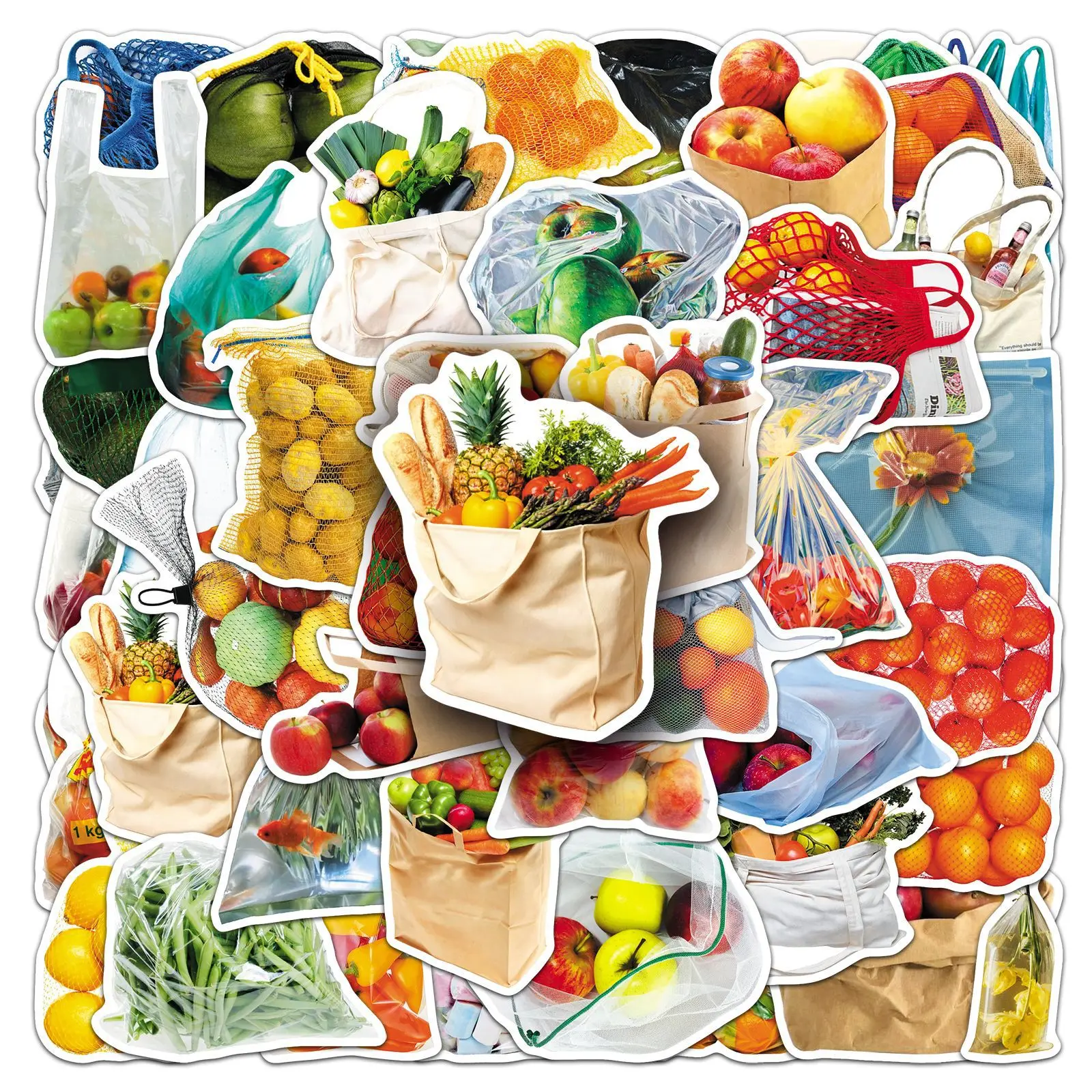 

50PCS Bagged Food Graffiti Sticker Fruits and Vegetables Cartoon Decal Notebook Phone Guitar Skateboard Helmet Classic Kid Toys