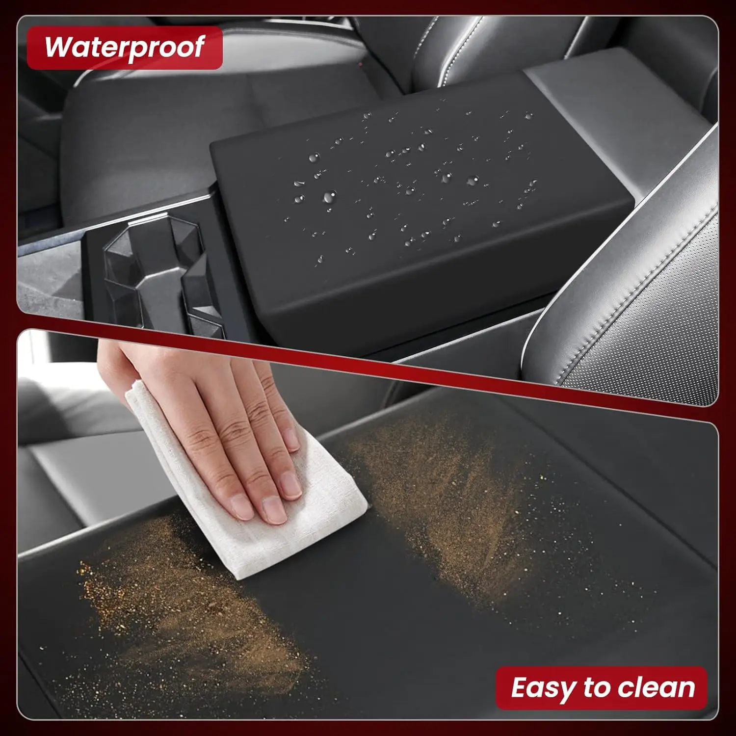 مركز وحدة التحكم مسند الذراع غطاء ل تسلا Cybertruck 2023 2024 2025 TPE مقاوم للماء مسند الذراع غطاء صندوق حامي الملحقات الداخلية